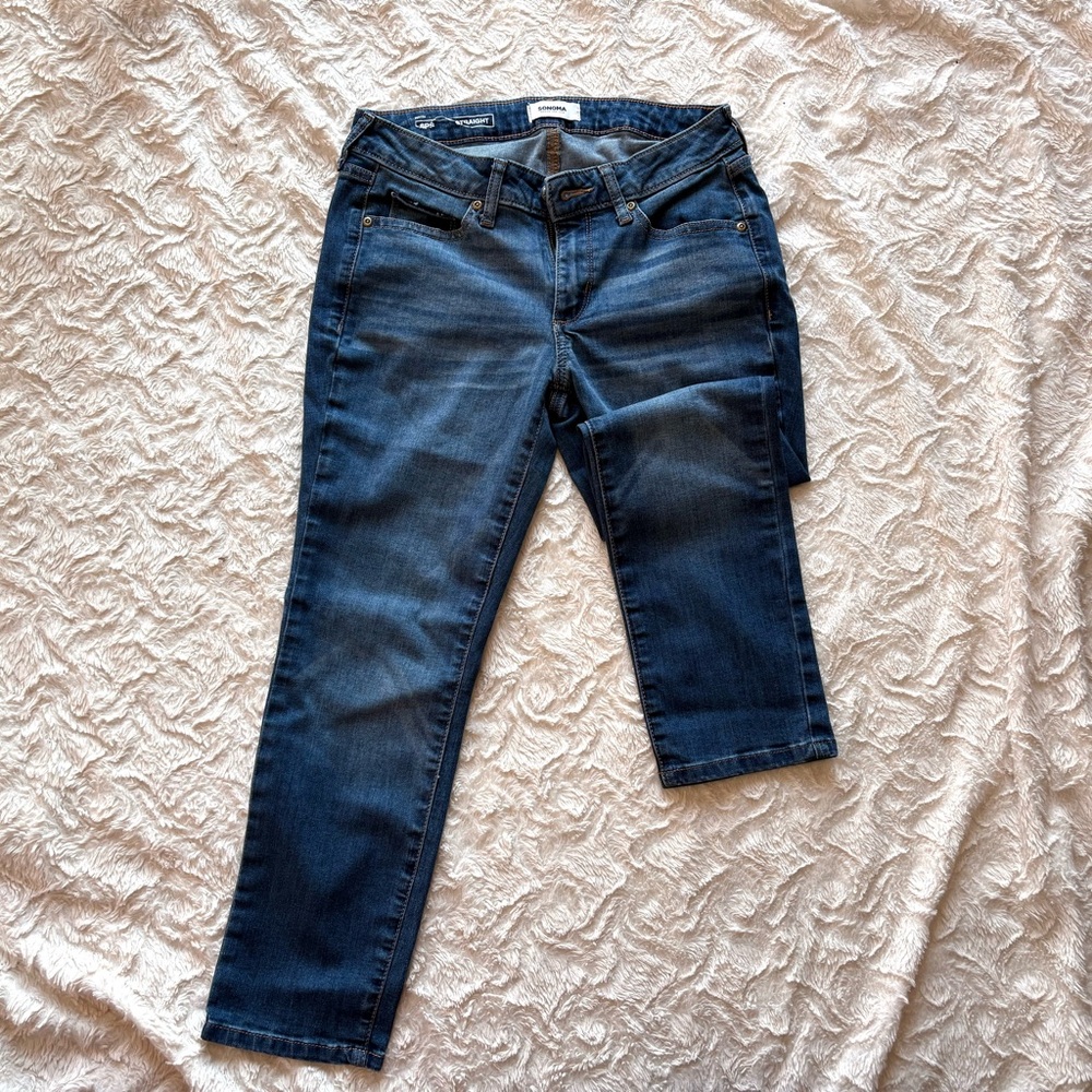 Blue straight-leg jeans petite